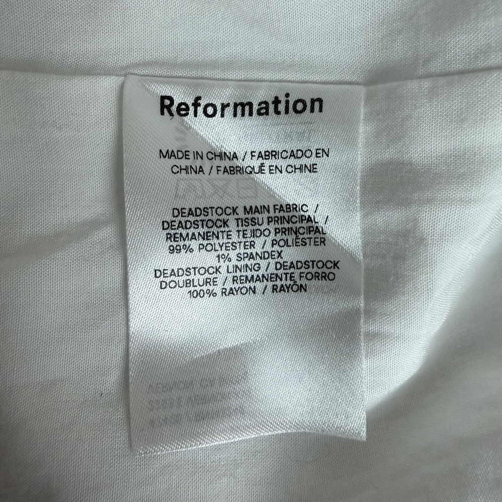 Reformation Dress Womens 10 White Jacquard Floral Strapless Sheath Mini Smocked - Picture 6 of 11